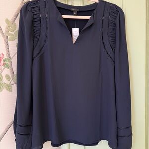 NWT Ann Taylor Navy Blouse